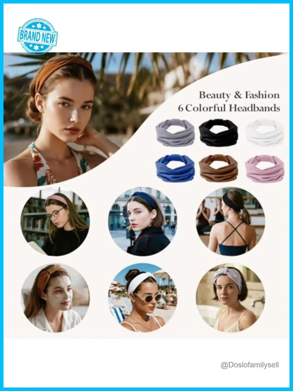 Wide Non-Slip Knotted Hair Bands, Stretchy Sweat Headband for Workout, Yoga,